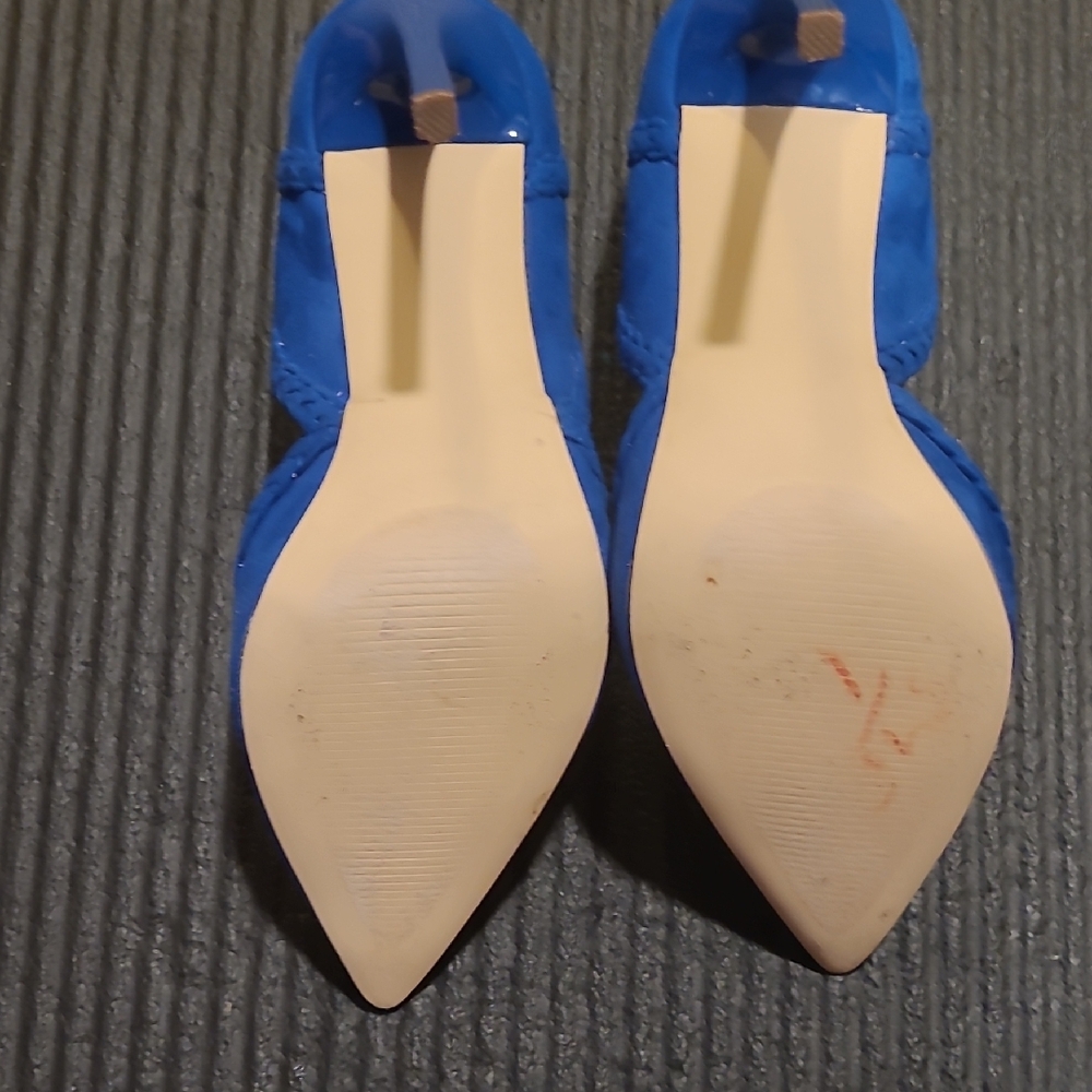 JustFab Women's Faux Suede Blue Heels - Picture 6 of 12